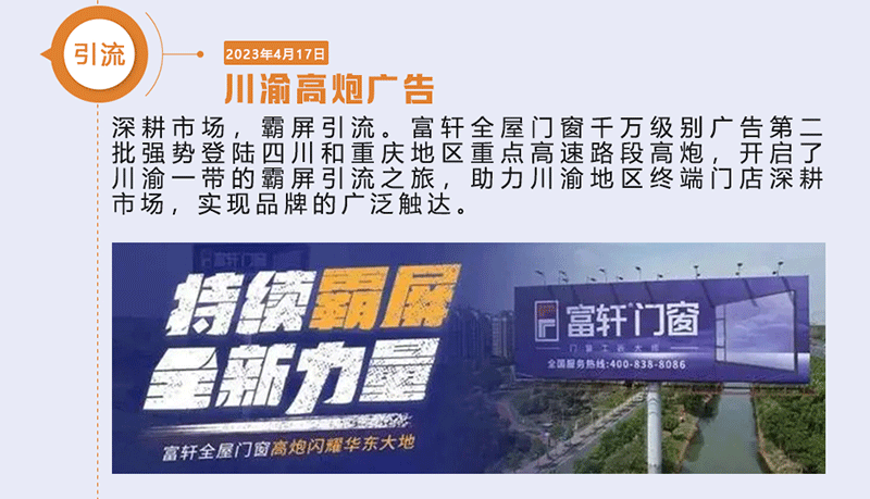 富軒全屋門窗千萬級別廣告第二批強勢登陸四川和重慶地區重點高速路段高炮